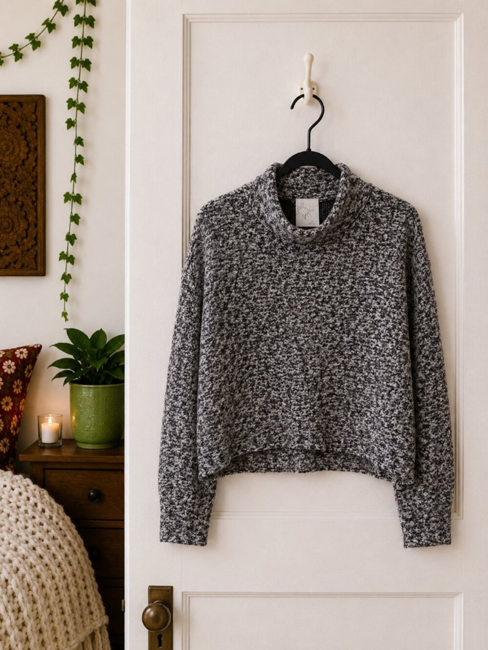 OFFLINE by Aerie Snowday Mock Neck Pullover Sweater XL Black White